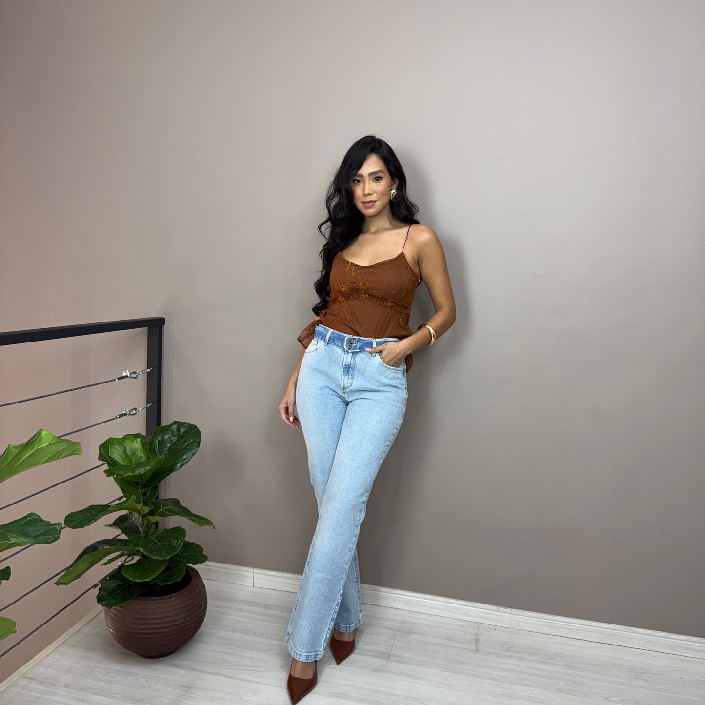 Calça Reta Cinto