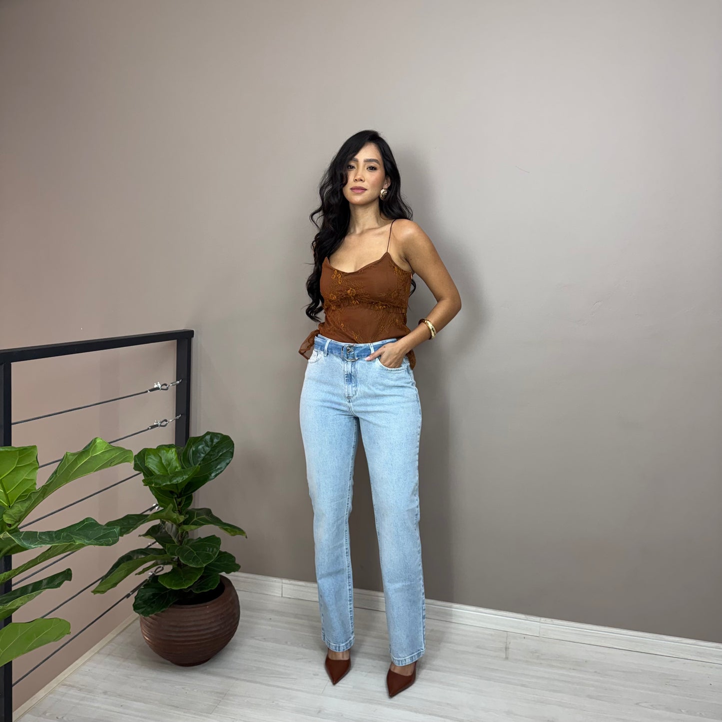 Calça Reta Cinto