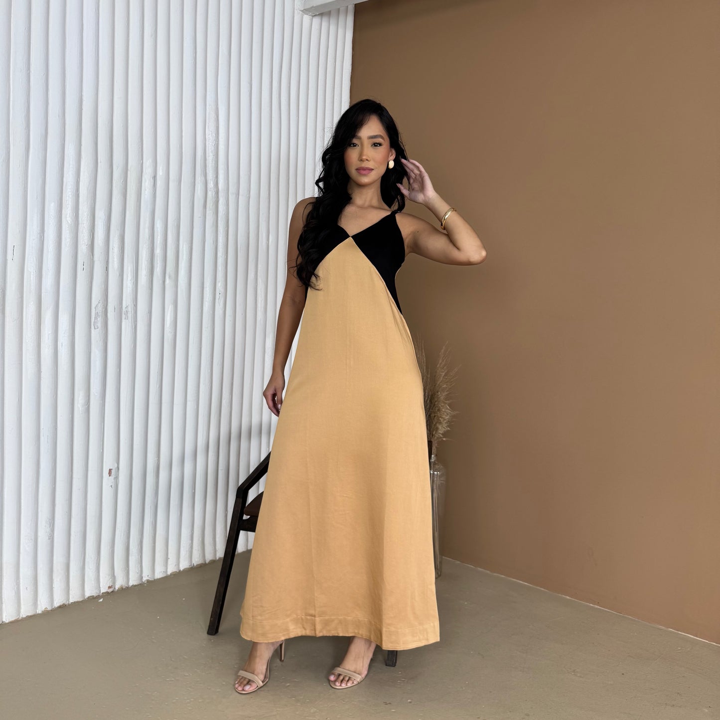 Vestido Longo Bicolor